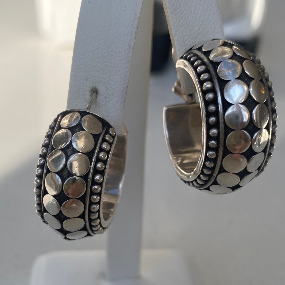 John Hardy Silver Dot Hoop Earrings